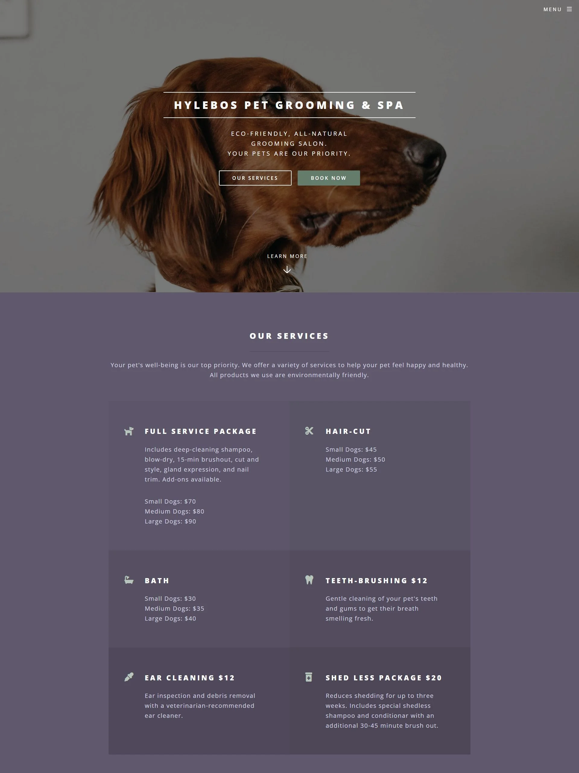 preview of website for Hylebos Dog Grooming & Salon